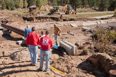 The U.S. Army Corps of Engineers responds to evaluate flood-damaged infrastructure.